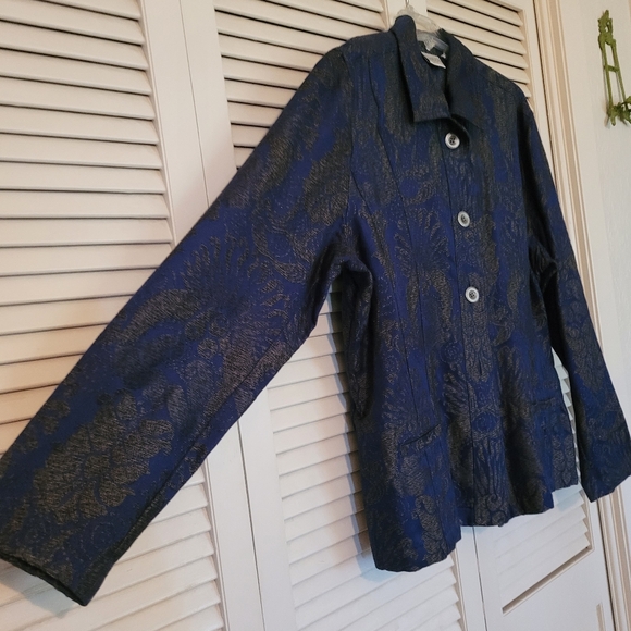 NWOT Navy with black and Grey damask jacket - Picture 3 of 15